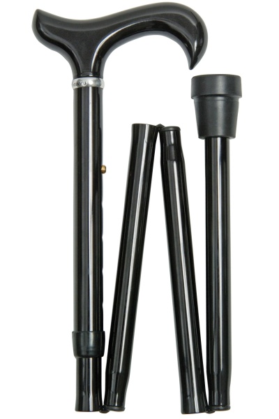 Black Extra Long Derby Folding Walking Cane - 89 to 99 cm