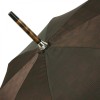 Luxury Gents Expresso Check Jacquard Umbrella with One-Piece Tiger Hickory Handle & Shaft by Pasotti