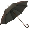 Luxury Gents Expresso Check Jacquard Umbrella with One-Piece Tiger Hickory Handle & Shaft by Pasotti