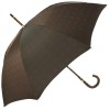 Luxury Gents Expresso Check Jacquard Umbrella with One-Piece Tiger Hickory Handle & Shaft by Pasotti