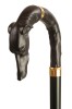 Black Greyhound dog headed Crook Walking Cane