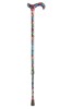 Tea Party Adjustable Walking Stick - Blue/Pink Floral