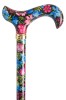 Tea Party Adjustable Walking Stick - Blue/Pink Floral