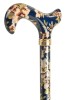 Tea Party Adjustable Walking Stick - Dark Blue Floral