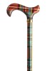 Fashion Derby Adjustable Walking Stick - Multi Tartan