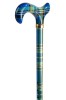 Fashion Derby Adjustable Walking Stick - Blue Tartan