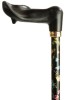 Anatomical Black Floral Adjustable Walking Cane - Right Handed