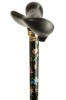 Anatomical Black Floral Adjustable Walking Cane - Right Handed