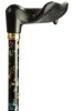 Anatomical Black Floral Folding Walking Cane - Right Handed