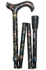 Elite Folding Walking Stick - Black Floral