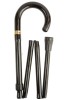 Black Crook Handle Folding Walking Stick