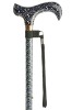 Adjustable Walking Stick with Patterned Derby Handle - Geometric