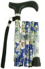 Folding Walking Stick - 5 Sections - Blue Morris Pattern