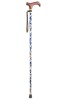 Folding Walking Stick - 5 Sections - Blue Morris Pattern