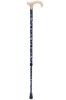 Petite Adjustable Derby Walking Stick - Navy & White Floral