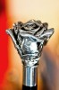 Silver Plated Rose Topped Collectors Cane by Pasotti