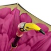 Floral Double Canopy Umbrella with Enamelled Flamingo Head Handle by Pasotti