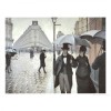 Rainy Day in Paris by Caillebotte: Double Canopy Art Print Walking Length Umbrella