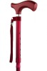 Metallic Matt Crutch Handle Folding Walking Stick - Red