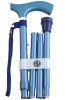 Metallic Matt Crutch Handle Folding Walking Stick - Blue