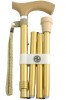 Metallic Matt Crutch Handle Folding Walking Stick - Gold