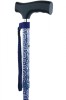 Paisley Crutch Handle Folding Walking Stick - Blue