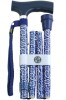 Paisley Crutch Handle Folding Walking Stick - Blue