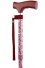 Paisley Crutch Handle Folding Walking Stick - Red