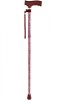 Paisley Crutch Handle Folding Walking Stick - Red
