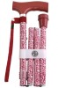 Paisley Crutch Handle Folding Walking Stick - Red