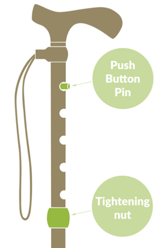 Image of adjustable walking stick pin button