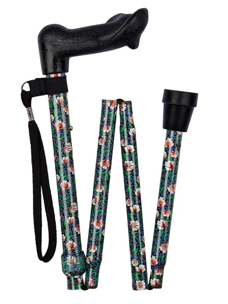 Anatomical Left Handed Morris Pattern Folding Walking Stick