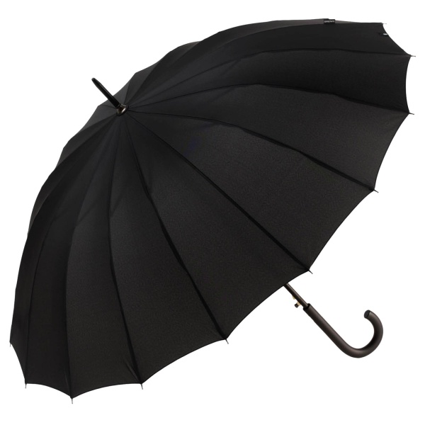 SoulRain 16 Ribs 48 Inch Stick Umbrella - Auto Open, Windproof & Wood Handle For Heavy Rain