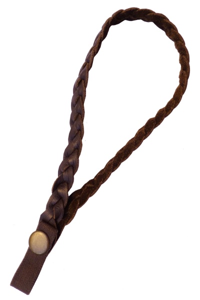 Wrist Cord - Brown Plaited Leather with Stud Fastening