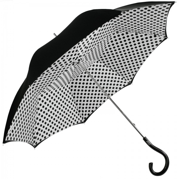 Fantasia Black & White Polka Dot Umbrella with Luxury Ball Handle by Pasotti