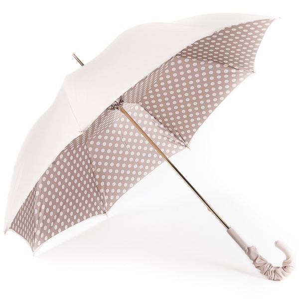 Fantasia Cream/White Polka Dots Double Canopy Luxury Umbrella by Pasotti