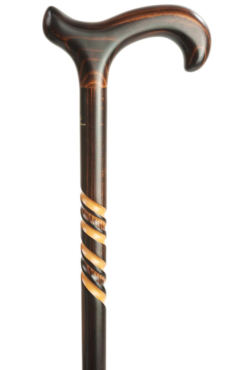 Spiral Beech Derby Walking Stick with Scorched Shadow