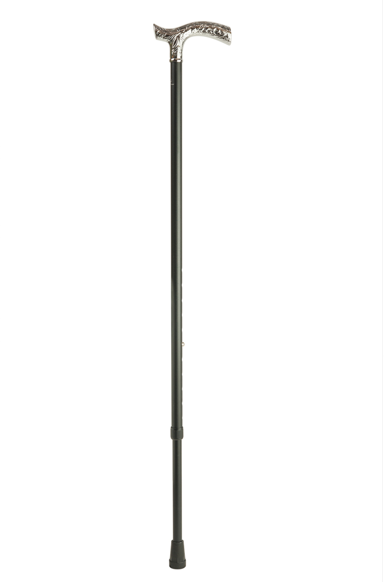 Decorated Chrome Crutch Handle Extending Cane | Stick & Cane Shop