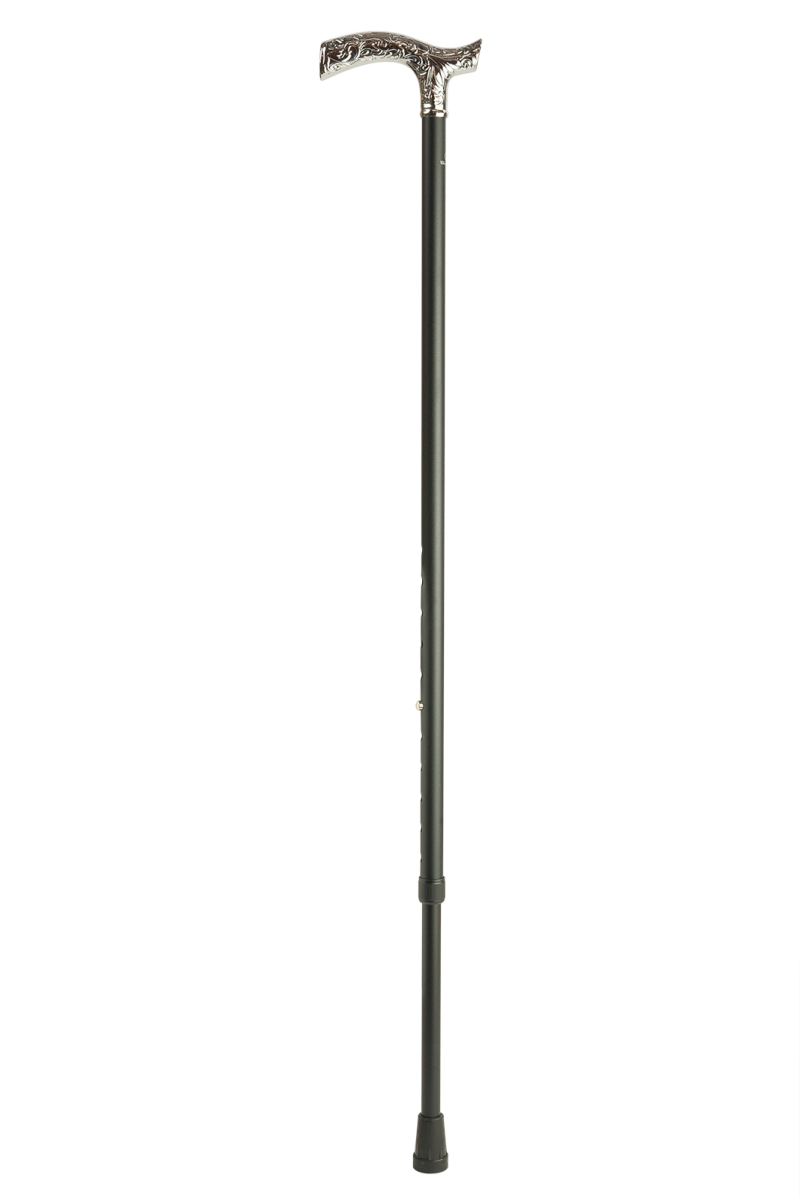Decorated Chrome Crutch Handle Extending Cane | Stick & Cane Shop