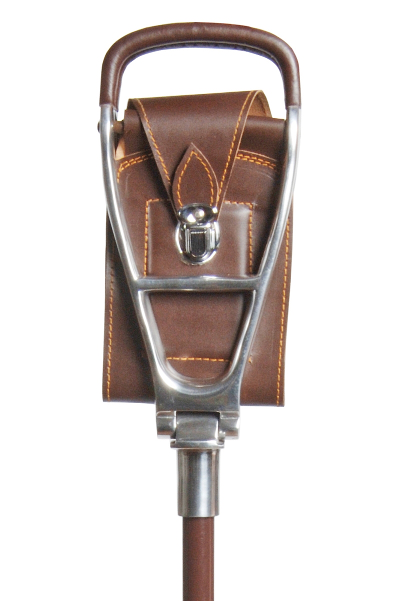 Follower Walking Stick with Seat _ Brown Leather Stick & Cane Shop
