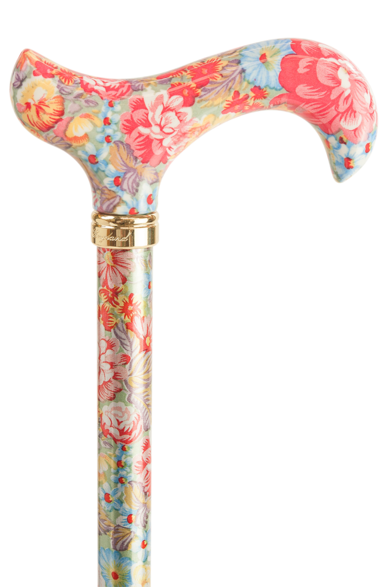 Tea Party Adjustable Walking Stick - Peach Floral