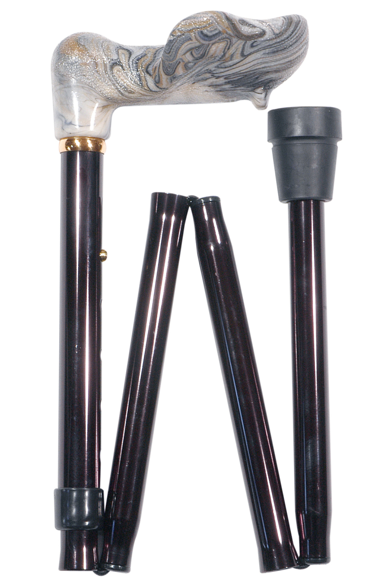 Anatomical Marbled Right Handed Folding Walking Stick