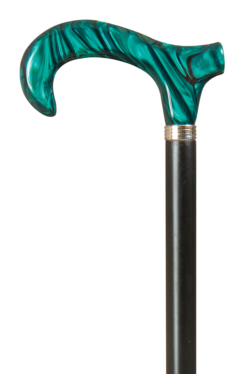 Acrylic Derby Moderne Walking Stick - Emerald Marbled