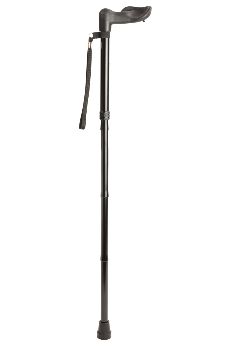 Anatomical Black Left Handed Folding Stick | Stick & Cane Shop