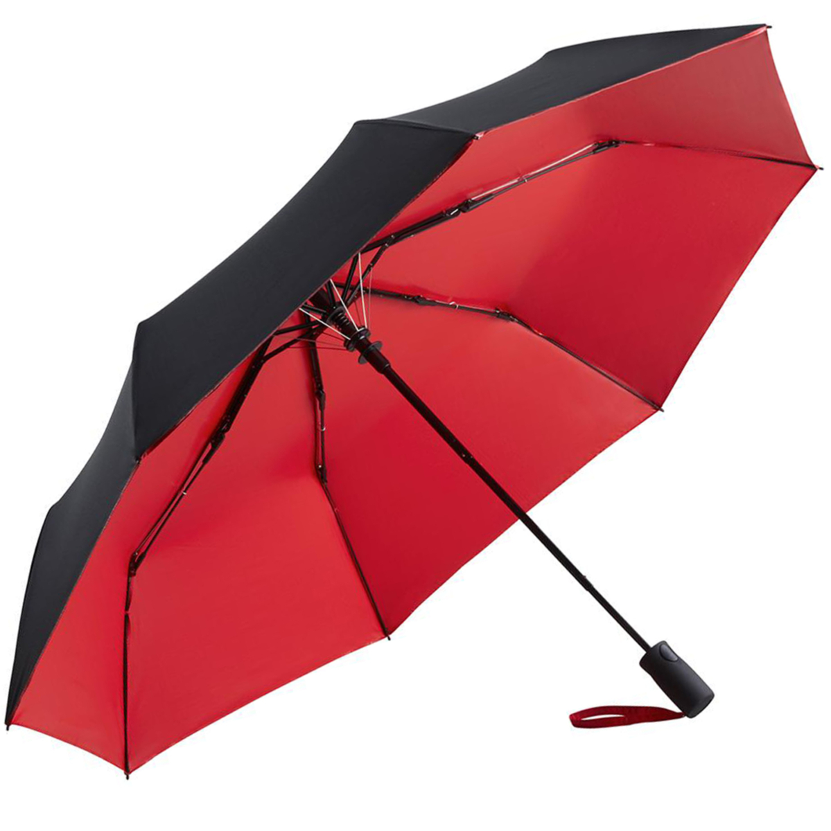 Two-Tone Automatic Opening Folding Umbrella - Black & Red