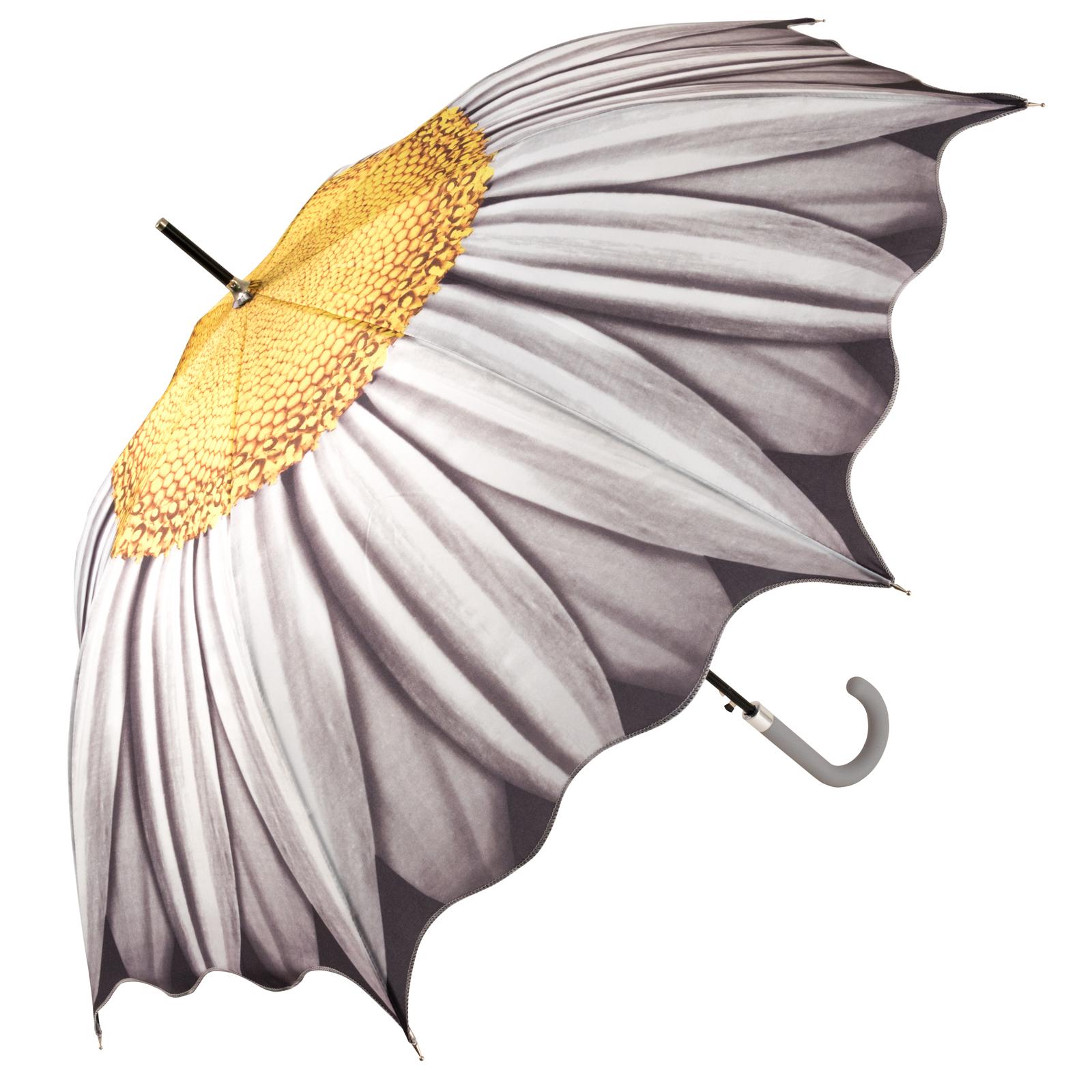 Full Canopy Flower Walking Length Umbrella - White Daisy
