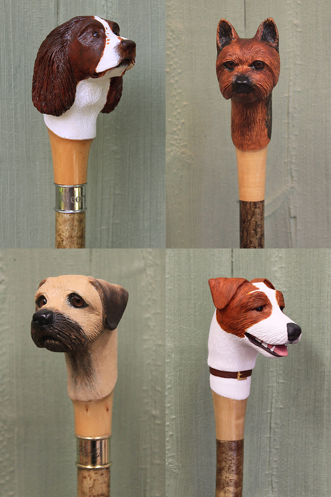 Custom Handmade Dog Headed Hiking Stick Service