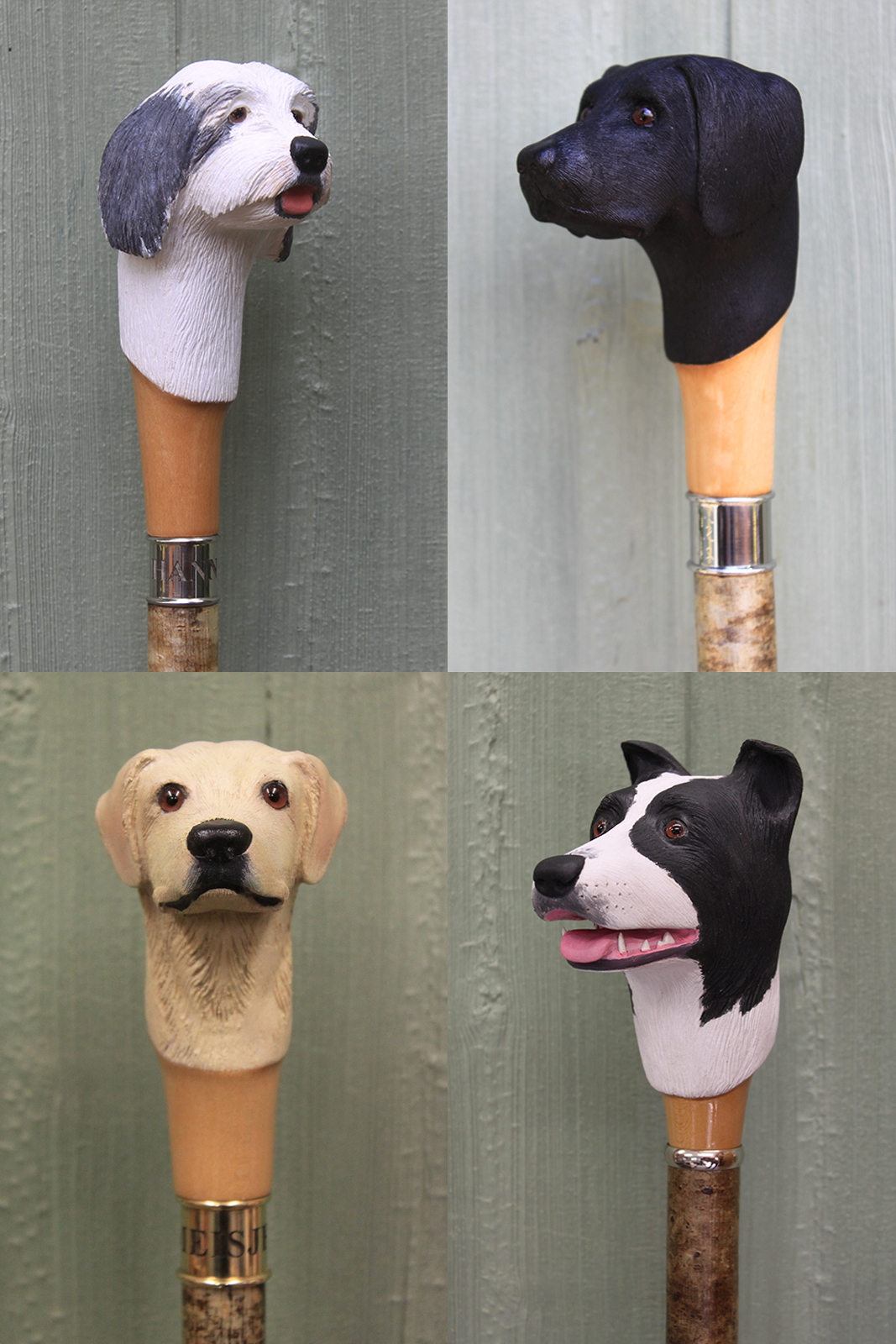 Custom Handmade Dog Headed Hiking Stick Service Stick Cane