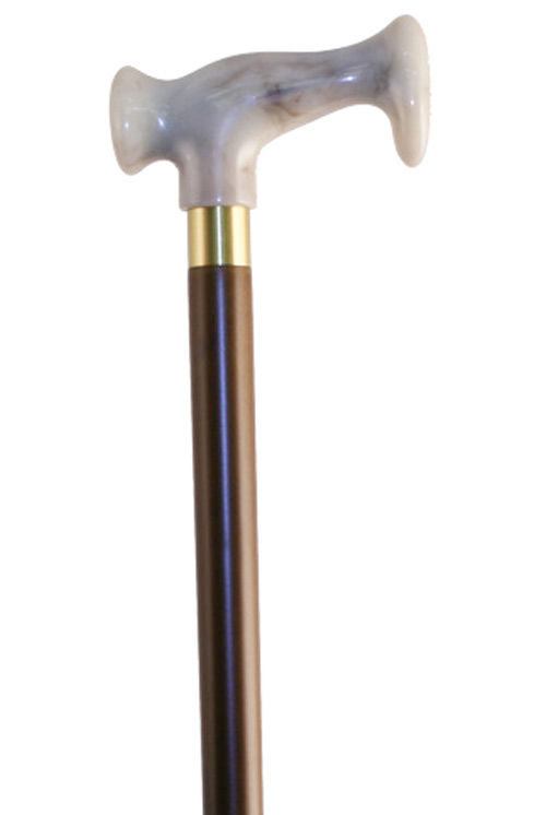 Escort - White Marbled Crutch Moulded Handle Walking Stick