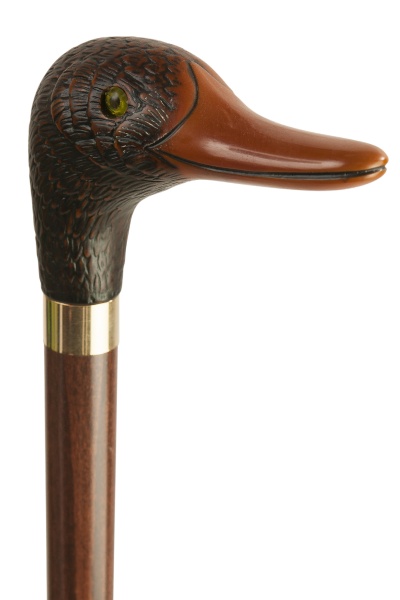 Brown Duck Headed Handle Walking Stick on Hardwood Shaft
